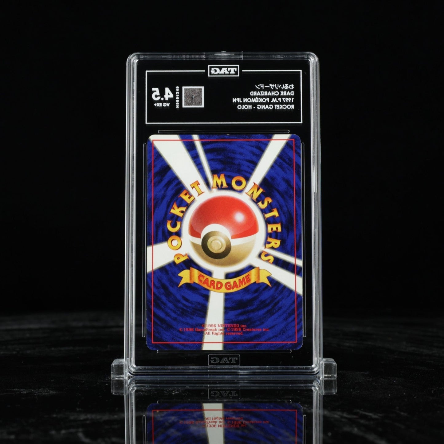 1997 POKEMON JAPANESE ROCKET 6 DARK CHARIZARD - HOLO TAG 4.5