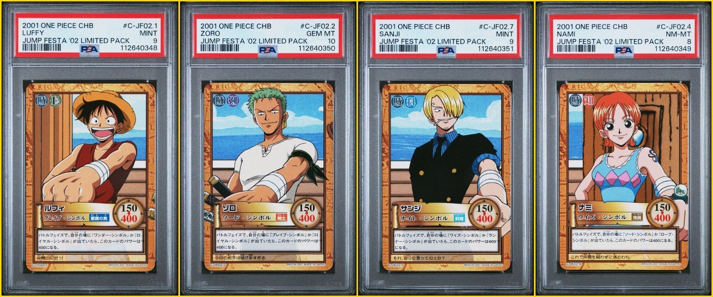 2001 One Piece Carddass Hyper Battle Luffy Zoro Sanji Nami Jump Festa PSA 8 9 10