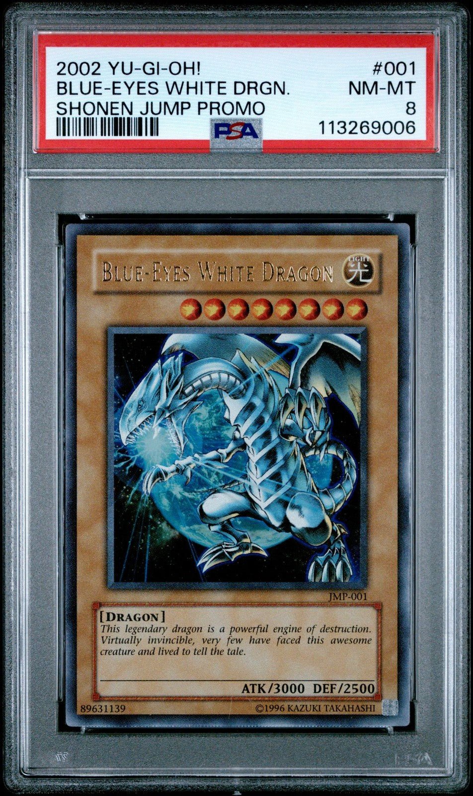2002 YUGIOH! SHONEN JUMP PROMO 001 BLUE - EYES WHITE DRAGON PSA 8