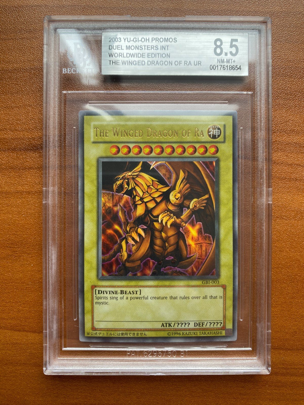 2003 YuGiOh GBI - 003 The Winged Dragon of Ra Ultra Rare BGS 8.5 PSA