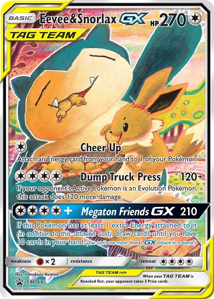 2016 - 19 Pokemon SM Black Star Promos Eevee & Snorlax Tag Team GX SM169 PSA 9