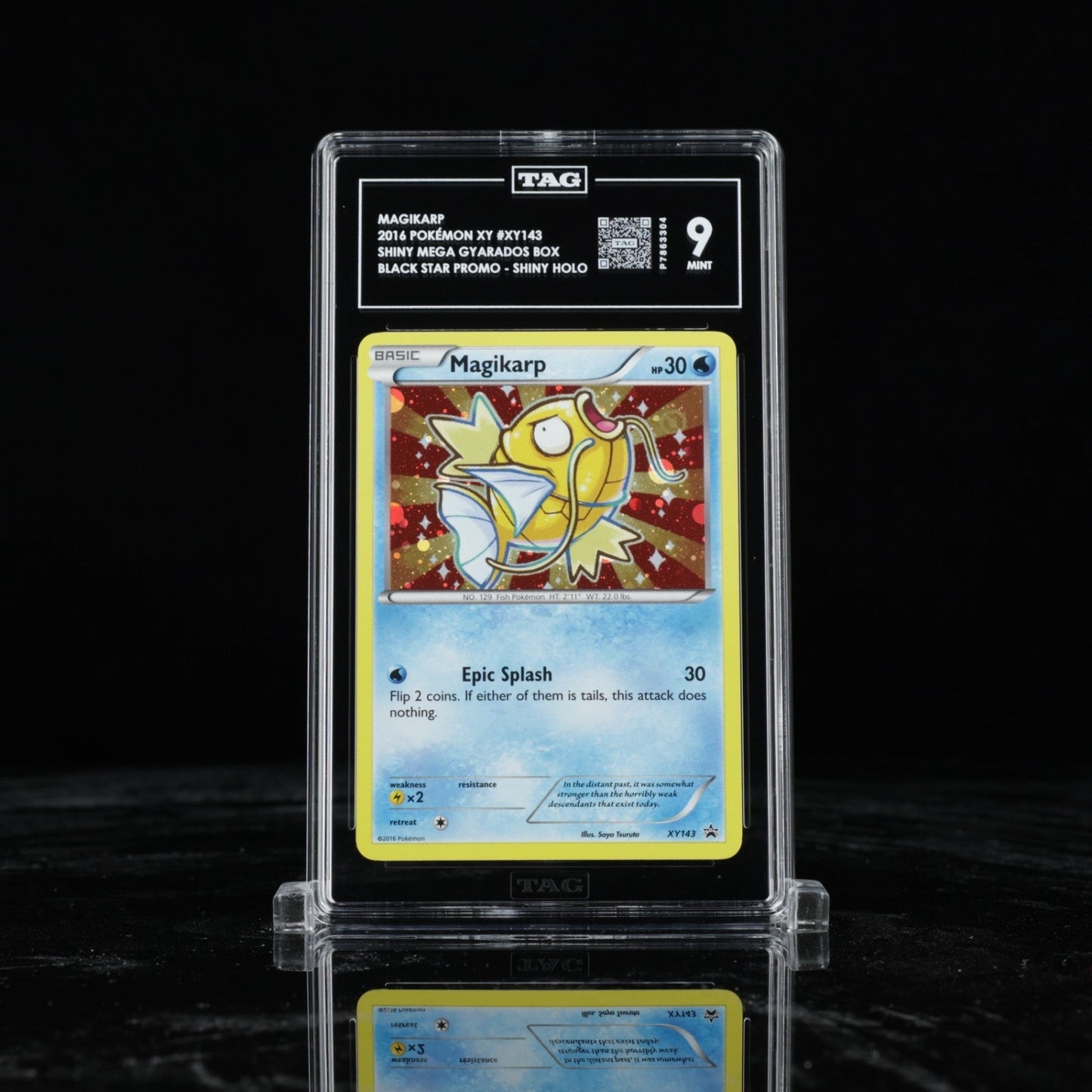 2016 POKEMON XY BLACK STAR PROMO SHINY MEGA GYARADOS XY143 MAGIKARP - HOLO TAG 9