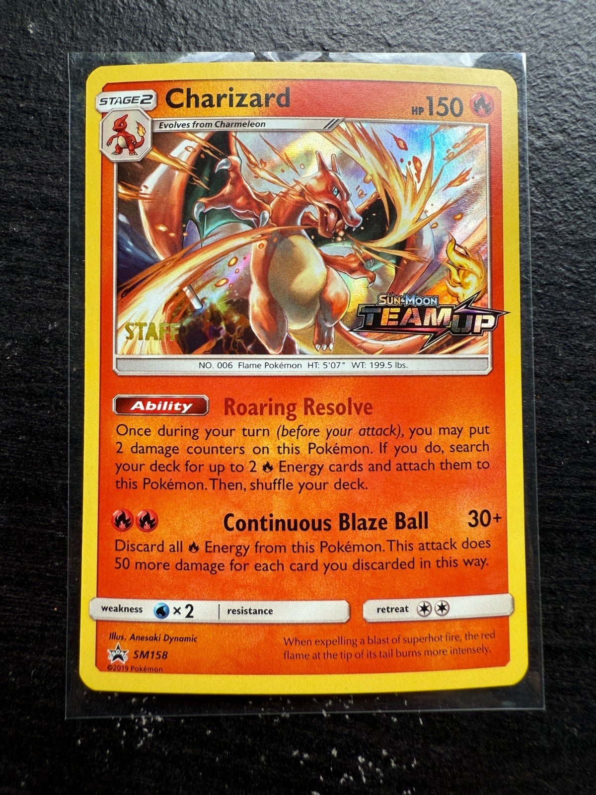 2019 Pokemon Charizard Sm158 STAFF Prerelease Black Star English NM Mint