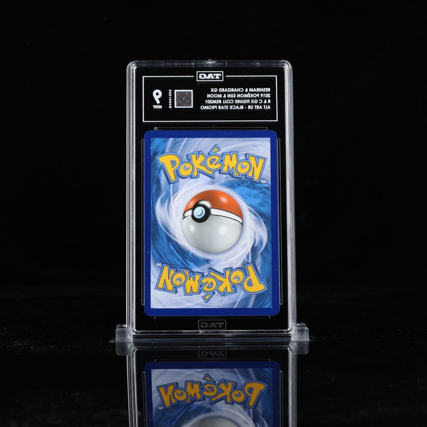 2019 POKEMON SM BLACK STAR PROMO SM201 FULL ART/RESHIRAM & CHARIZARD GX TAG 9
