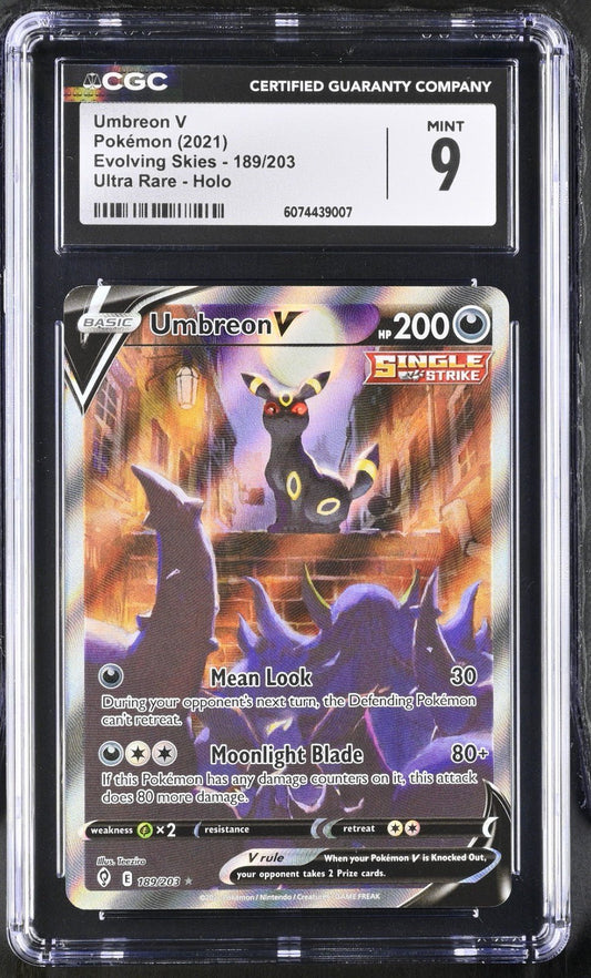 2021 Pokemon Evolving Skies UMBREON V Alternate Art 189/203 CGC 9