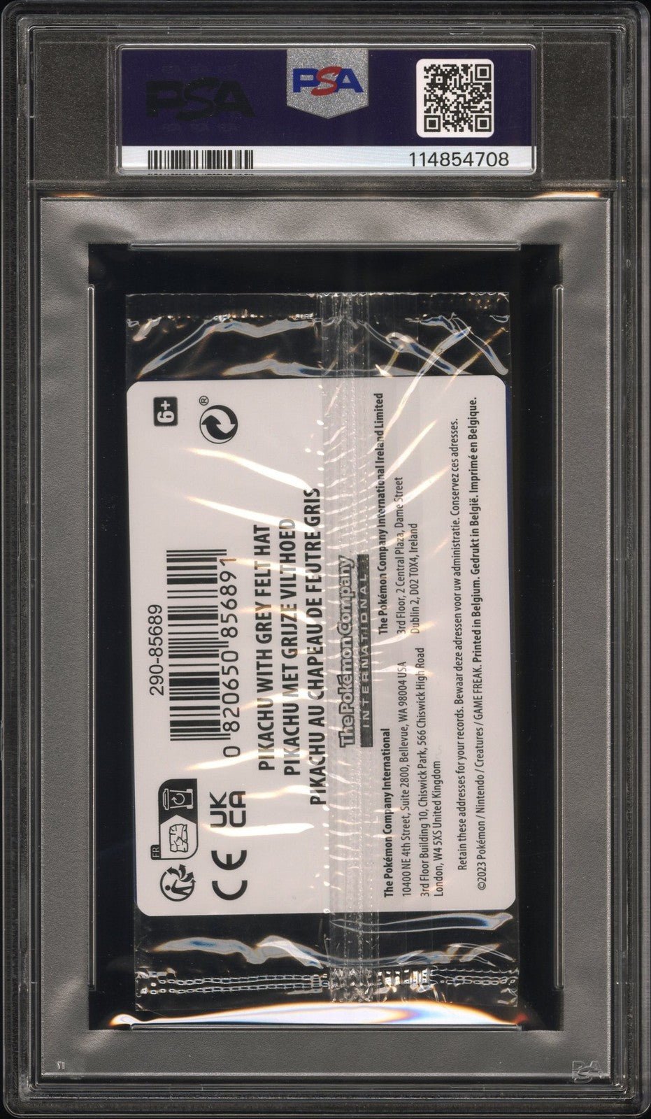 2023 PIKACHU BLACK STAR PROMO GREY FELT HAT X VAN GOGH - CELLO PACK PSA 10