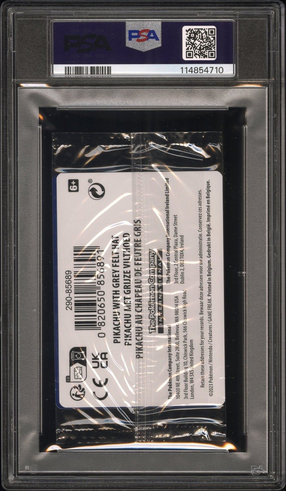 2023 PIKACHU BLACK STAR PROMO GREY FELT HAT X VAN GOGH - CELLO PACK PSA 10 2