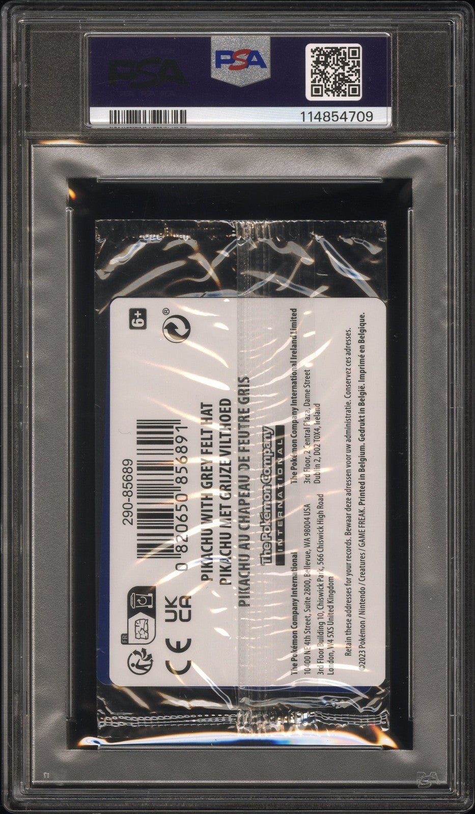 2023 PIKACHU BLACK STAR PROMO GREY FELT HAT X VAN GOGH - CELLO PACK PSA 9