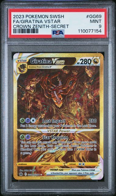2023 POKEMON SWORD & SHIELD CROWN ZENITH FULL ART GIRATINA VSTAR GG69 PSA 9