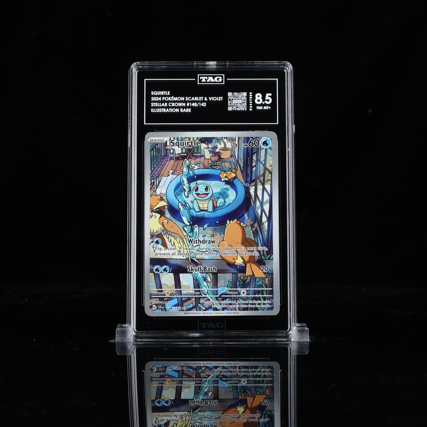 2024 Pokemon SV: Stellar Crown Squirtle 148/142 Illustration Rare TAG 8.5