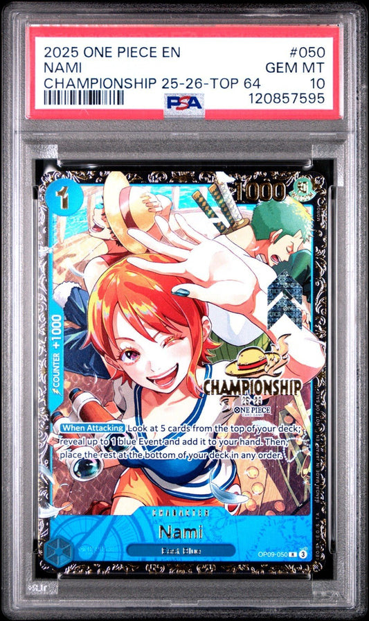 2025 One Piece EN Championship 25 - 26 Top 64 050 Nami PSA 10