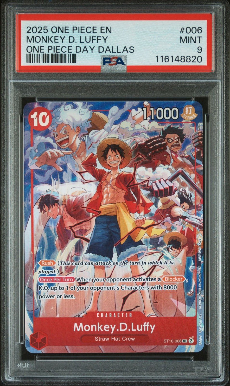 2025 ONE PIECE PROMOS ONE PIECE DAY DALLAS 006 MONKEY D. LUFFY PSA 9