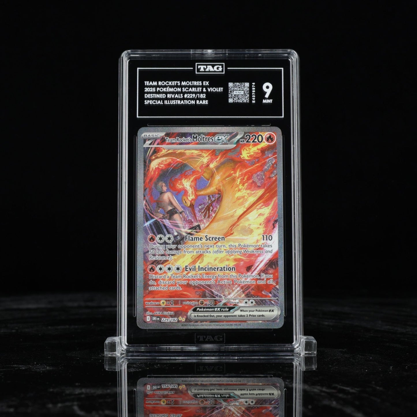 2025 POKEMON DRI EN - DESTINED RIVALS 229 TEAM ROCKET'S MOLTRES EX TAG 9