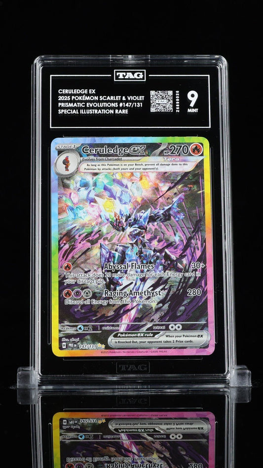 2025 Pokemon Prismatic Evolutions 147/131 CERULEDGE ex SIR TAG 9