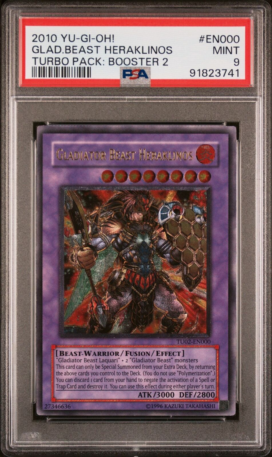 Gladiator Beast Heraklinos TU02-EN000 Ultimate Rare Yu-Gi-Oh! Card PSA 9