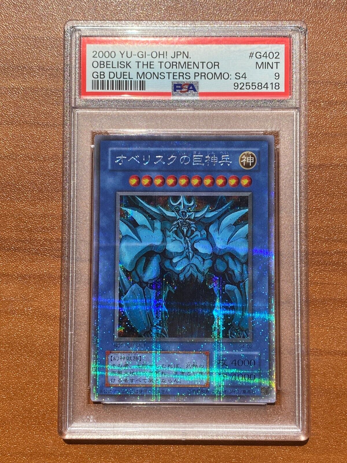 YuGiOh Obelisk the Tormentor Egyptian God Card G4-02 PSA 9 Japanese