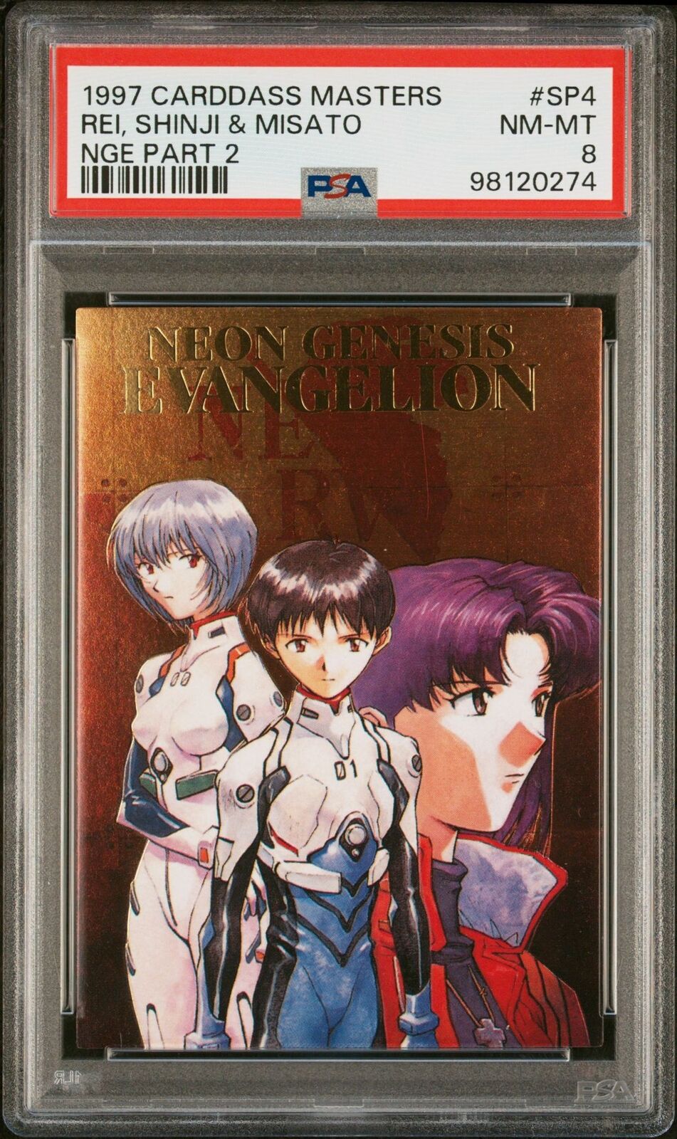 Evangelion Carddass Masters 2 SP4 Rei Shinji & Misato 1997 PSA 8