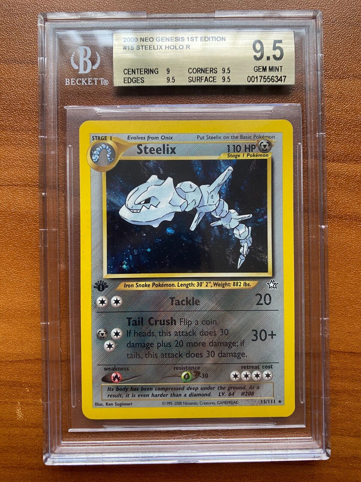 Steelix - 15/111 Pokemon Neo Genesis - 1st Edition Holo BGS 9.5 PSA