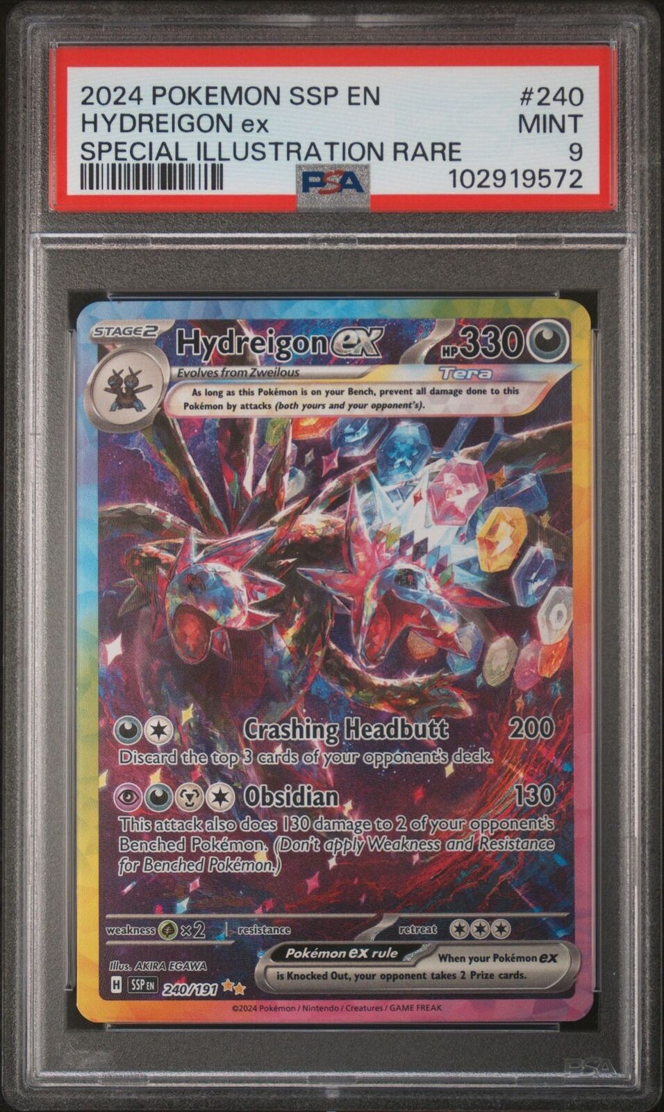 2024 Pokemon Scarlet and Violet: Surging Sparks Hydreigon ex #240 SIR PSA 9