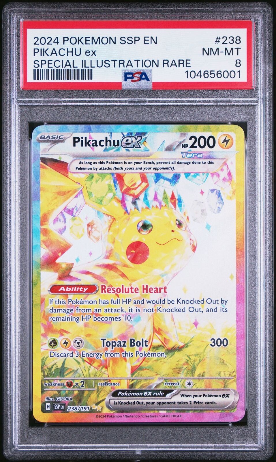 Pokemon Pikachu EX Surging Sparks 238/191 SIR Special Illustration Rare PSA 8