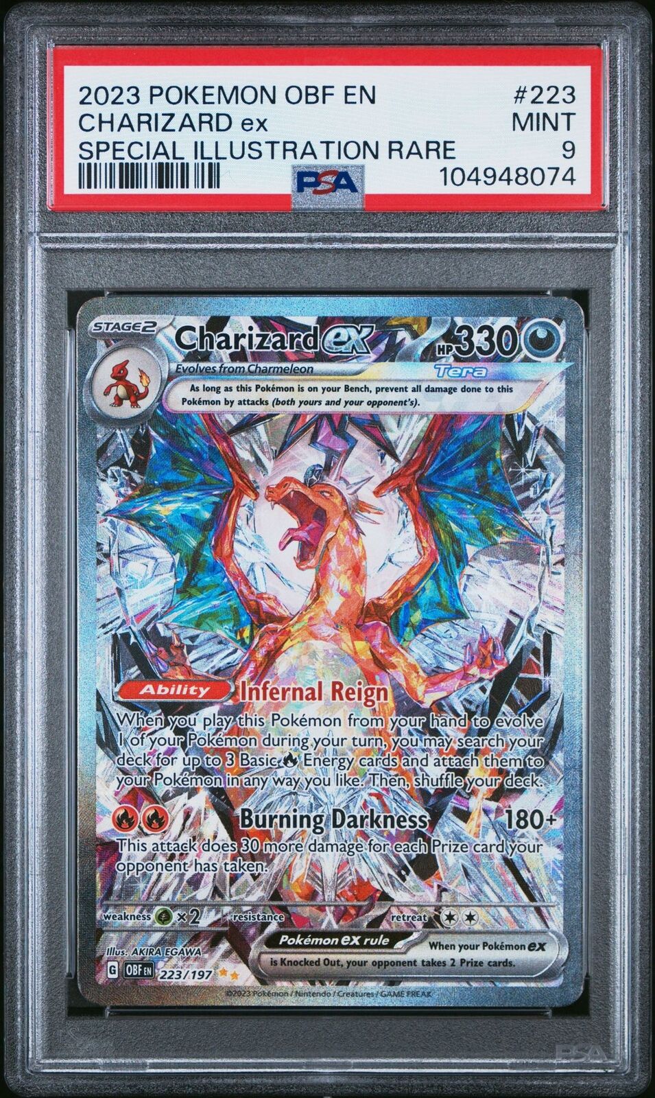 2023 POKEMON OBF EN-OBSIDIAN FLAMES SPECIAL ILLUSTRATION RARE CHARIZARD EX PSA 9