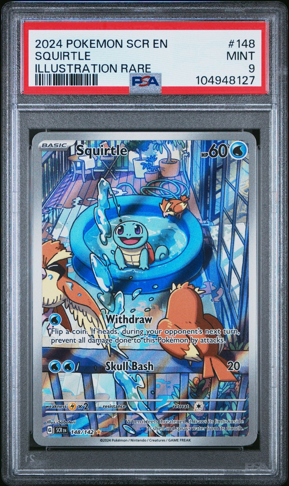 2024 Pokemon Stellar Crown Squirtle Illustratrion Rare #148 PSA 9
