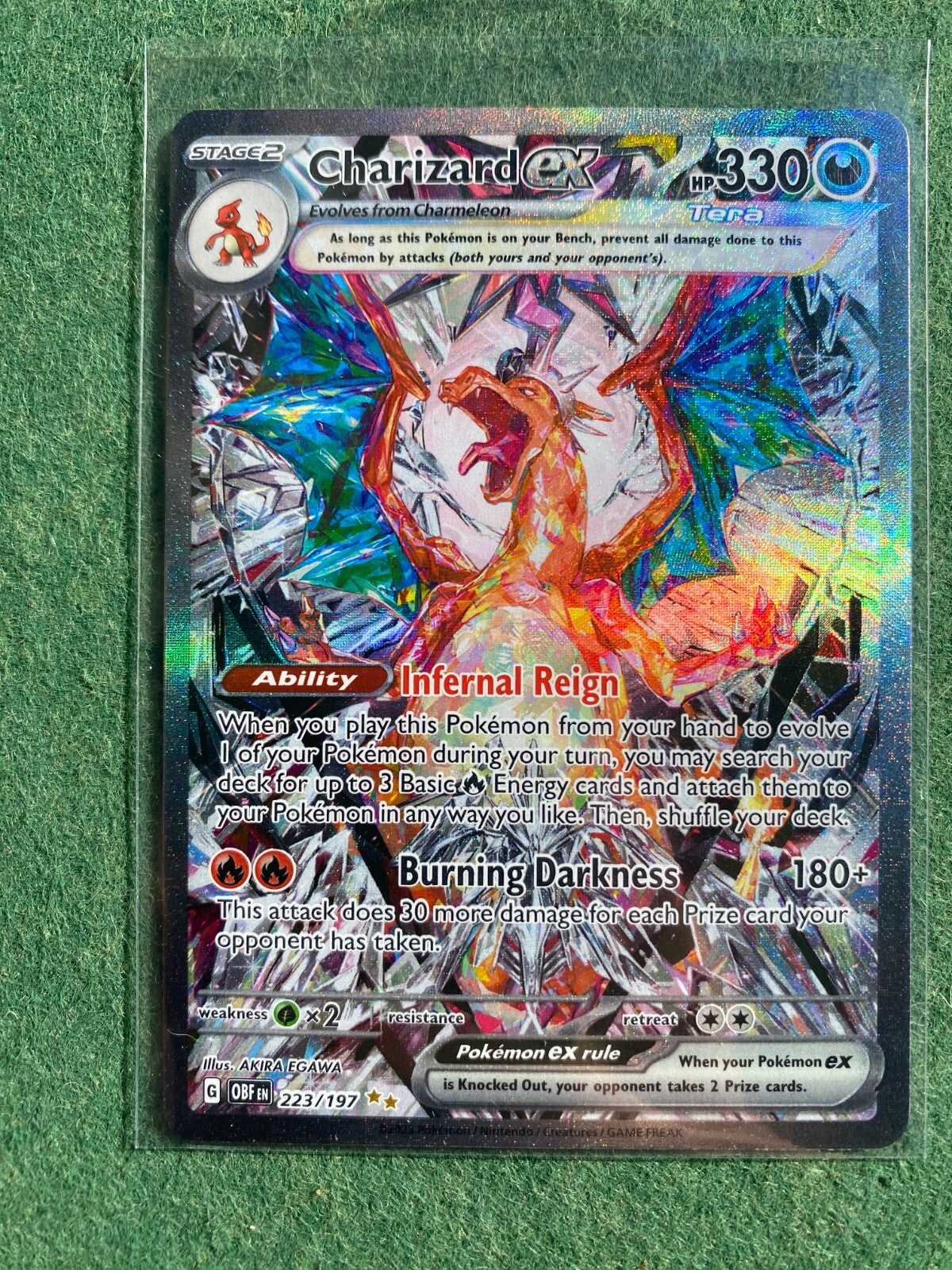 Pokemon Charizard ex 223/197 Sv03: Obsidian Flames Holo SIR Mint