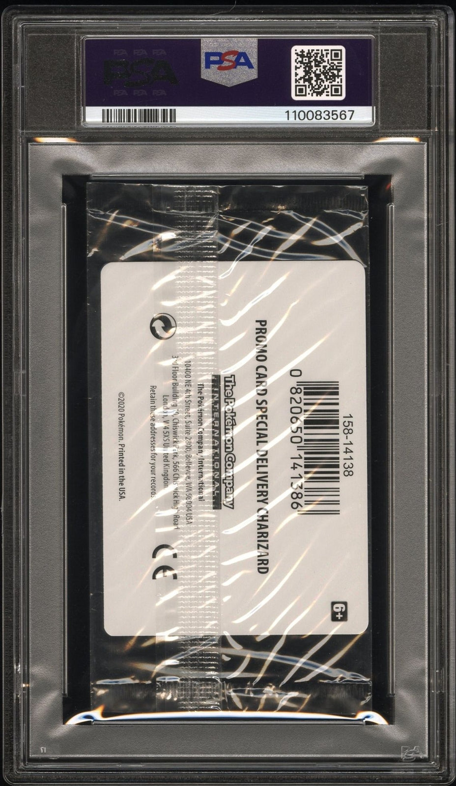 2022 Special Delivery Charizard SWSH075 Pokemon Center Promo Cello Pack PSA 9