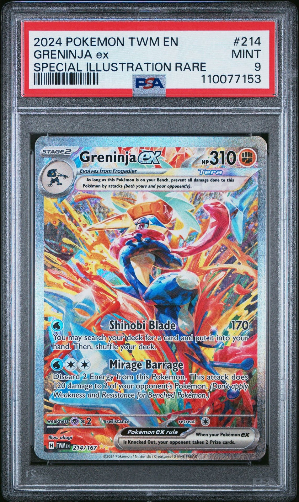2024 Pokemon TWM EN Special Illustration Rare #214 Greninja Ex PSA 9