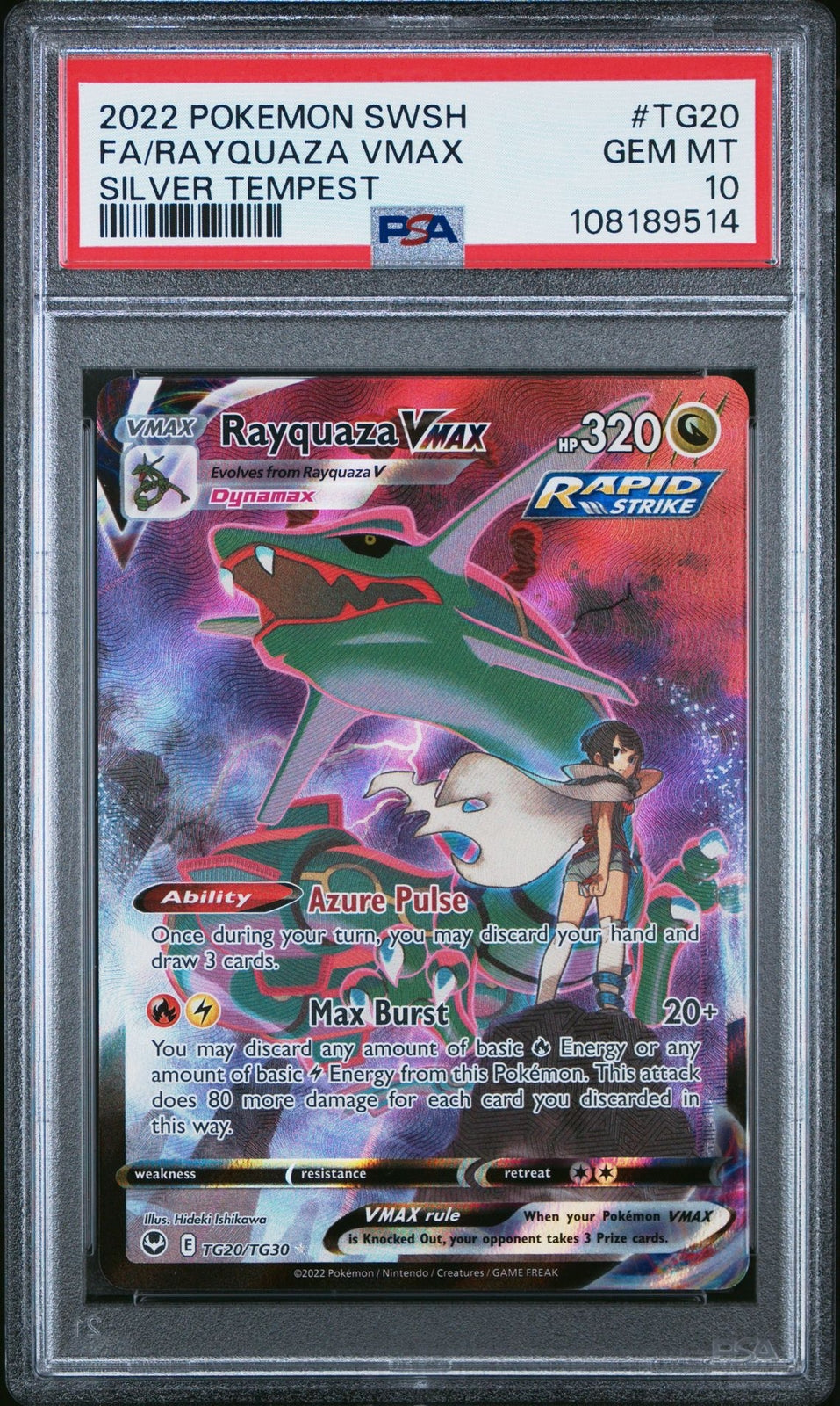 PSA 10 Rayquaza VMAX Silver Tempest TG20/TG30 Full Art Pokemon