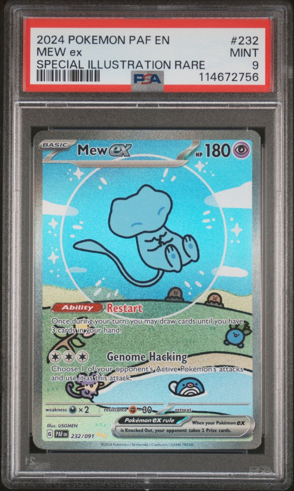2024 POKEMON PAF EN-PALDEAN FATES SPECIAL ILLUSTRATION RARE #232 MEW EX PSA 9 #2