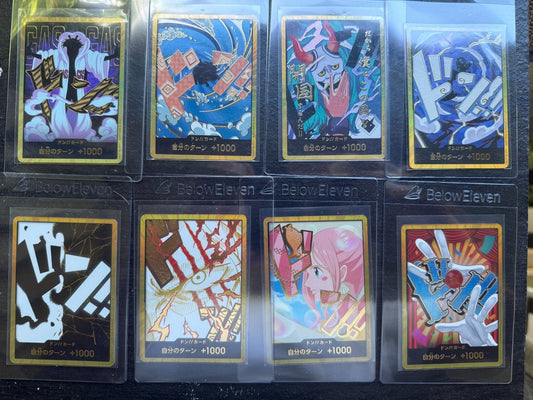 8x Don Card Jinbe Shanks Clown PRB - 02 Gold Frame Japanese One Piece NM Mint