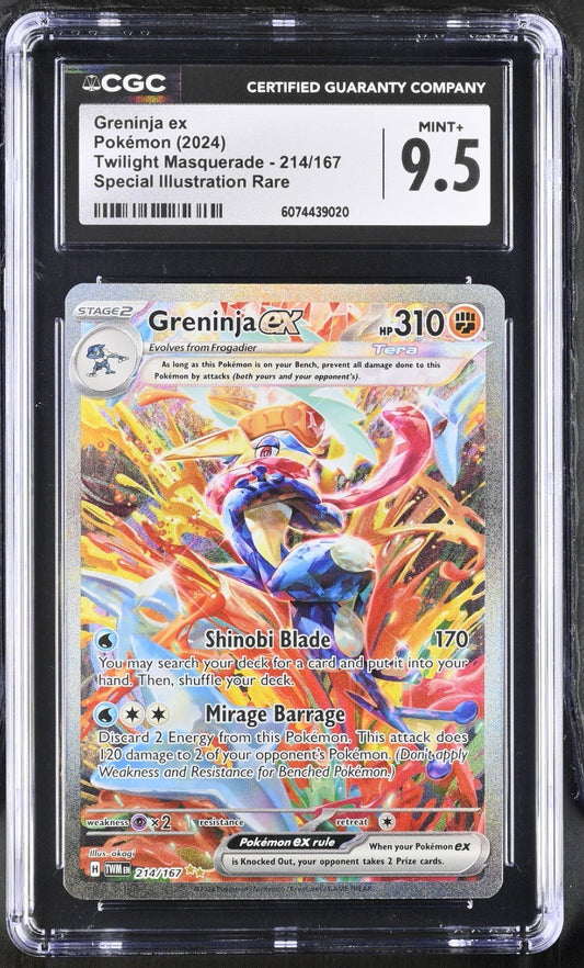 CGC 9.5 Greninja ex Twilight Masquerade SIR Full Alt Art Pokemon Card 214