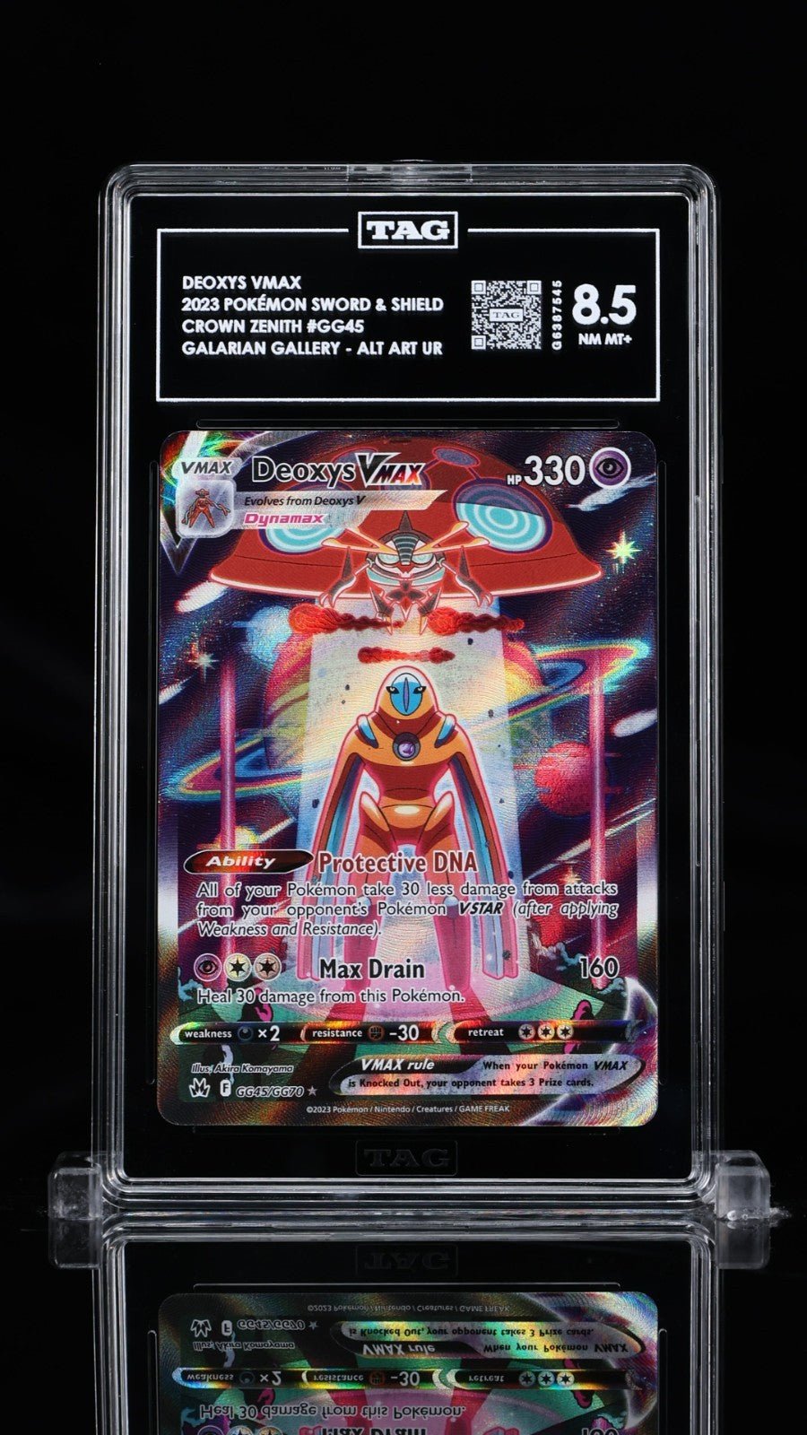 Deoxys VMAX GG45/GG70 Crown Zenith: Galarian Gallery Pokemon Holo TAG 8.5