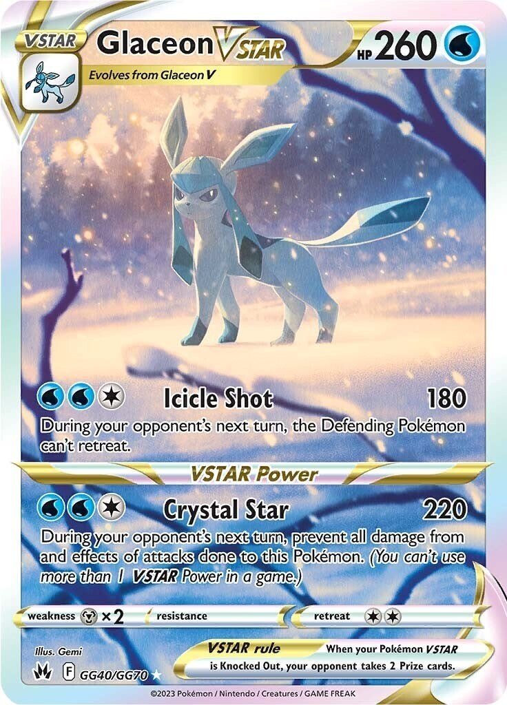 Glaceon VSTAR GG40/GG70 Crown Zenith: Galarian Gallery Holo TAG 10