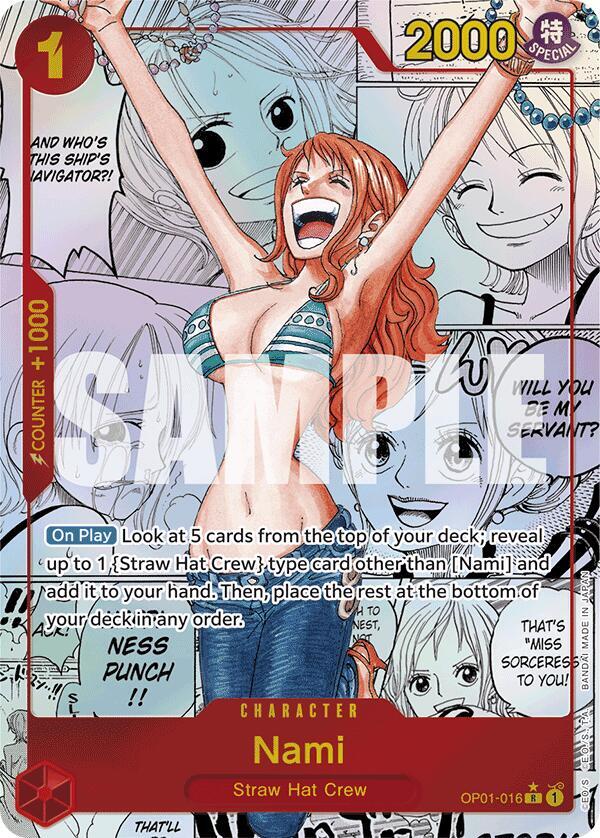 Nami R Super Parallel Manga Art OP01 - 016 One Piece Card Game Japanese NM