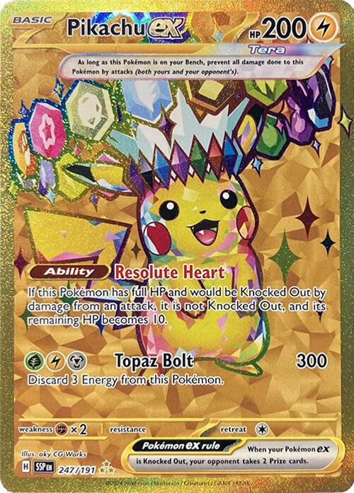 PIKACHU EX - TAG 10 - POKEMON SCARLET & VIOLET 247 SURGING SPARKS - HYPER RARE