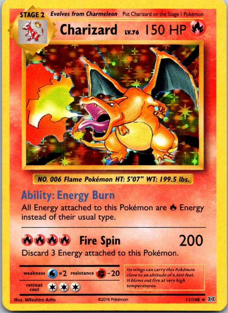 Pokemon 2016 XY Evolutions Charizard 11/108 Holo Rare English BGS 9