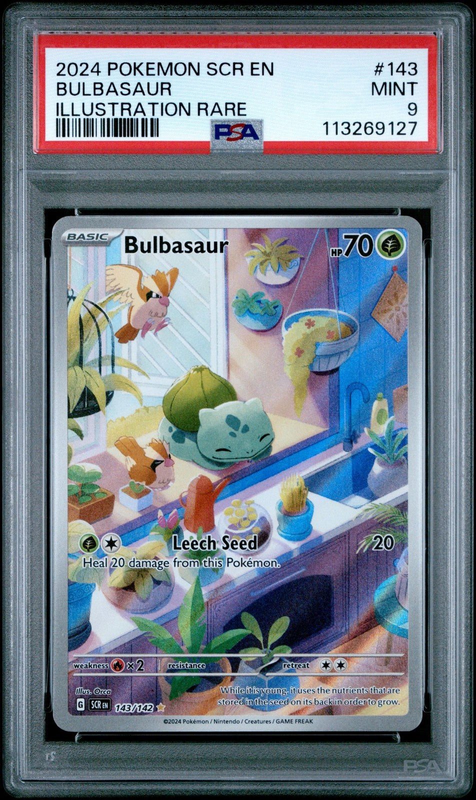 Pokemon Bulbasaur Illustration Rare 143/142 Stellar Crown PSA 9