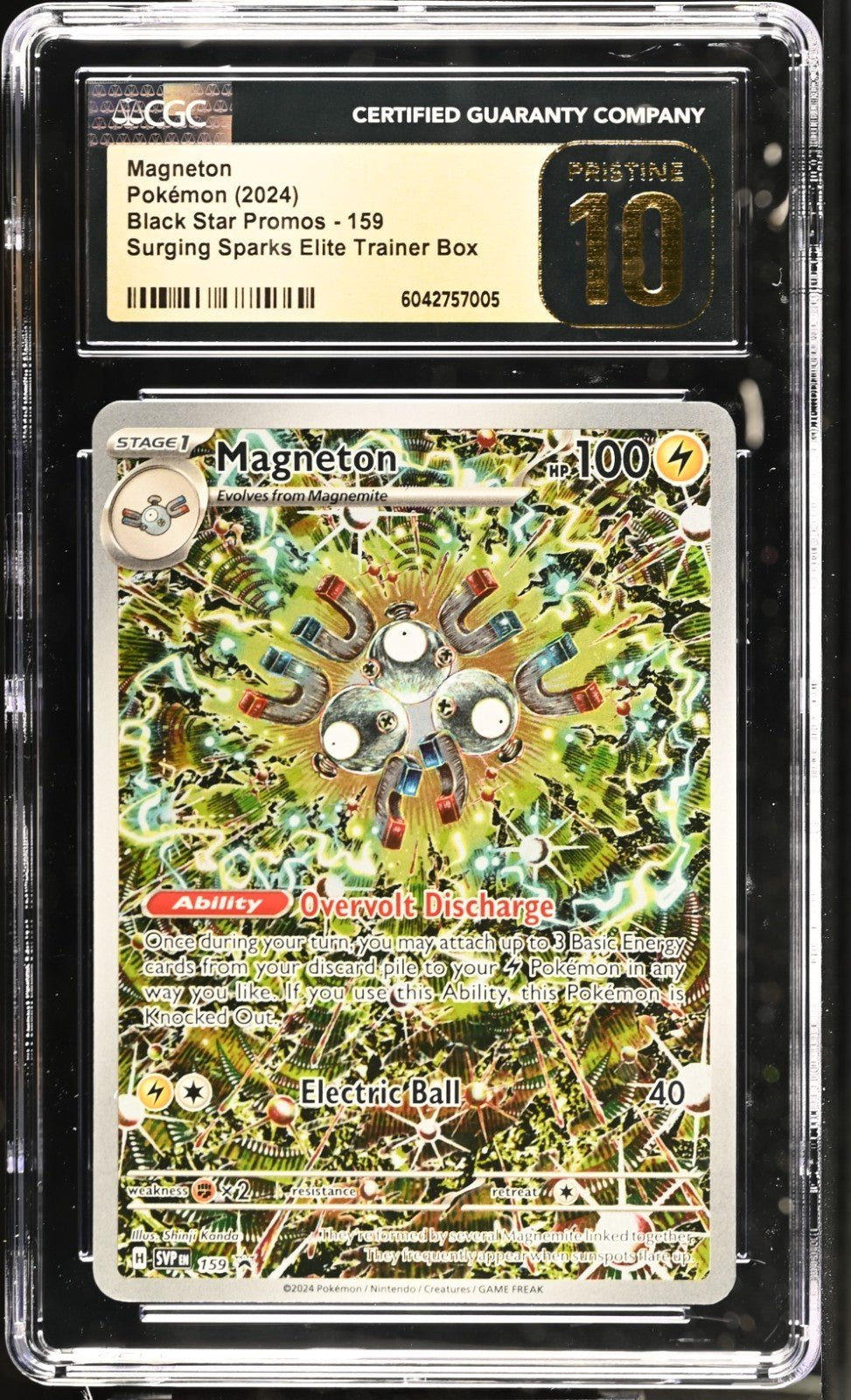 Pokemon CGC Pristine 10 Surging Sparks ETB Black Star Promo Magneton 159