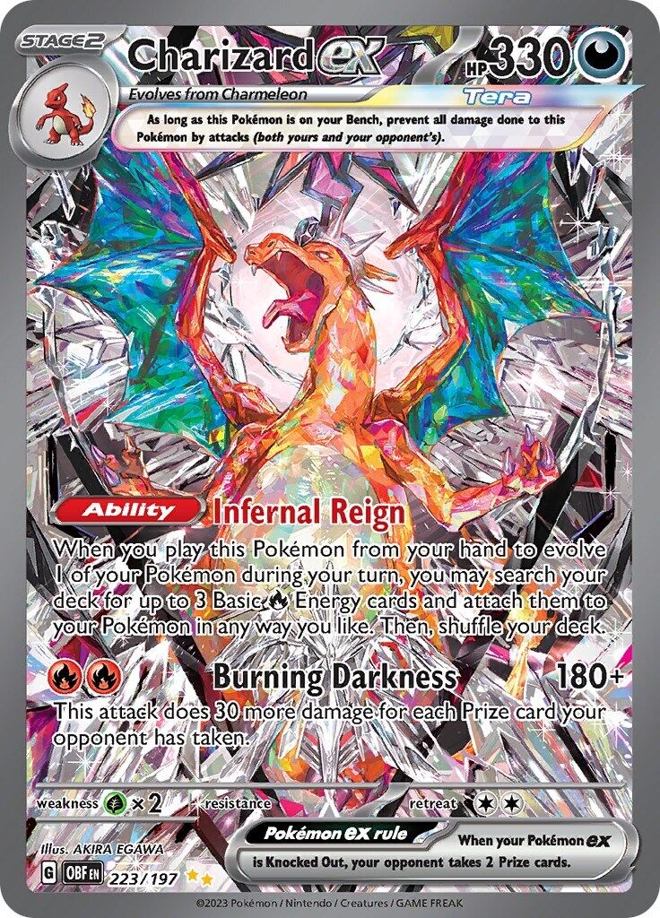 Pokemon Charizard ex 223/197 Sv03: Obsidian Flames Holo TAG 7.5