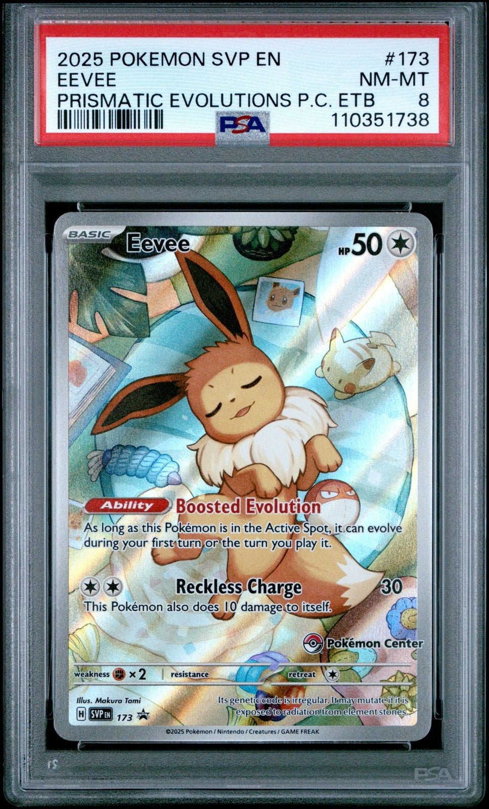 Pokemon - Eevee ETB Pokemon Center Promo Prismatic Evolutions 173 PSA 8