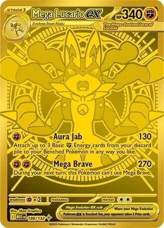 Pokemon Mega Lucario EX 188/132 Mega Hyper Rare Gold PSA 9
