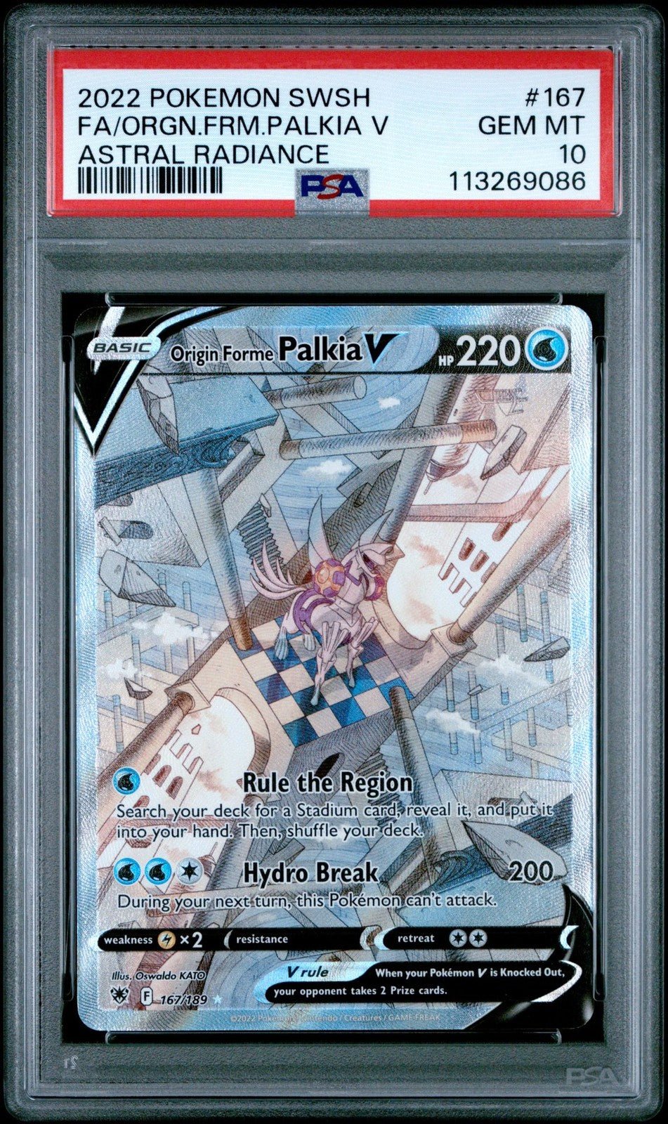 Pokemon Palkia v Astral Radiance 167/189 Origin Forme Full Art PSA 10