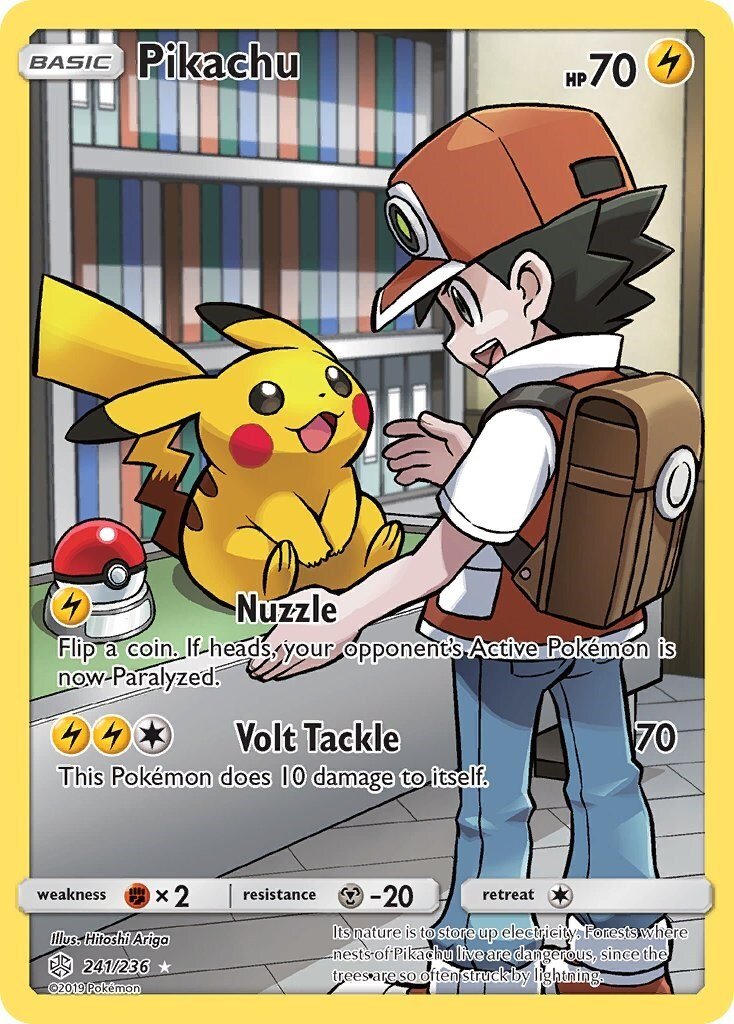 Pokemon Pikachu (Secret) 241/236 Sm - Cosmic Eclipse Holo TAG 9