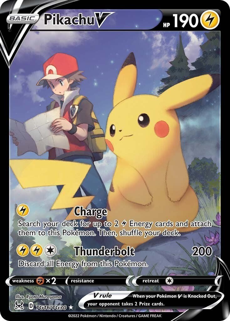 Pokemon Pikachu V TG16/TG30 Swsh11: Lost Origin Trainer Gallery Holo TAG 9