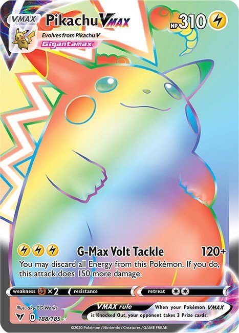 Pokemon Pikachu VMAX (Secret) 188/185 Swsh04: Vivid Voltage Holo NM