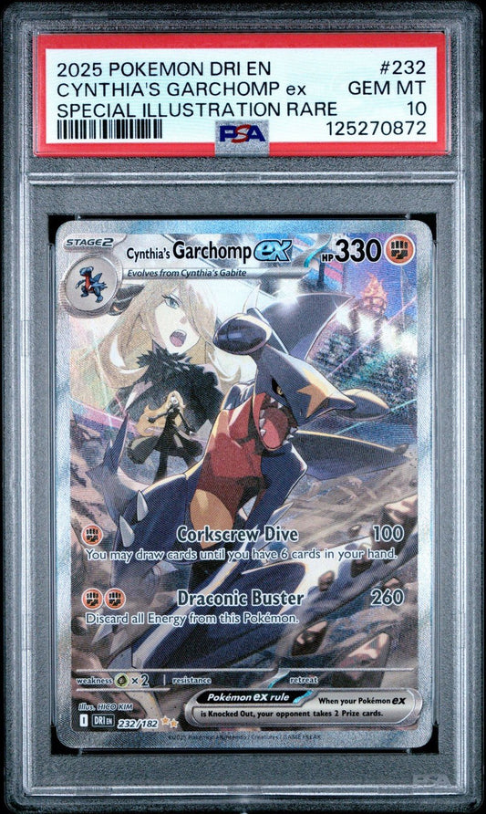 Pokemon TCG Destined Rivals Cynthia's Garchomp EX 232/182 Sir PSA 10