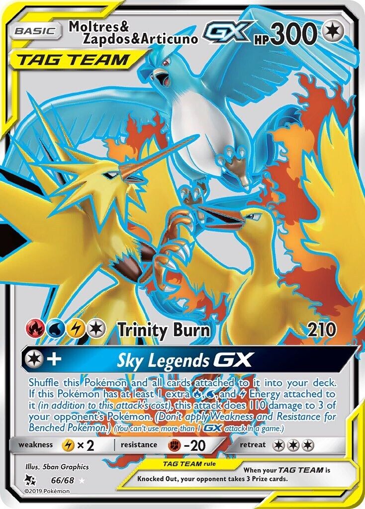 Pokemon TCG Moltres Zapdos Articuno GX 66/68 Full Art Hidden Fates PSA 9