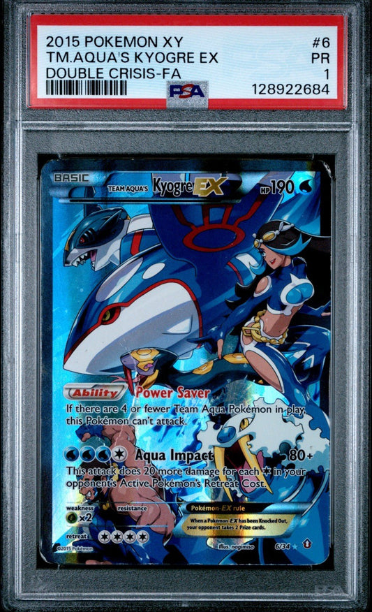 PSA 1 Pokemon Team Aqua's Kyogre EX 6/34 Double Crisis Ultra Rare Holo